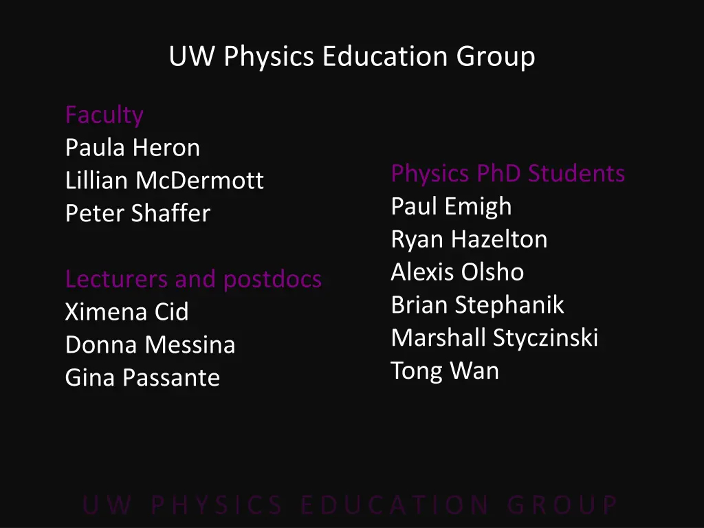 uw physics education group