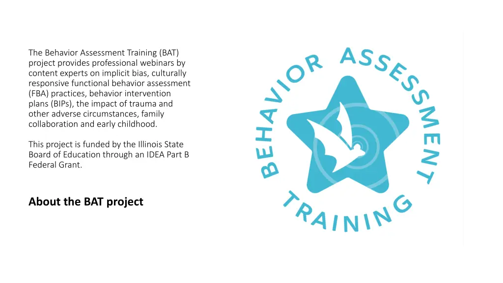 the behavior assessment training bat project