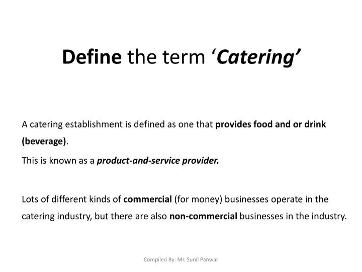 define the term catering