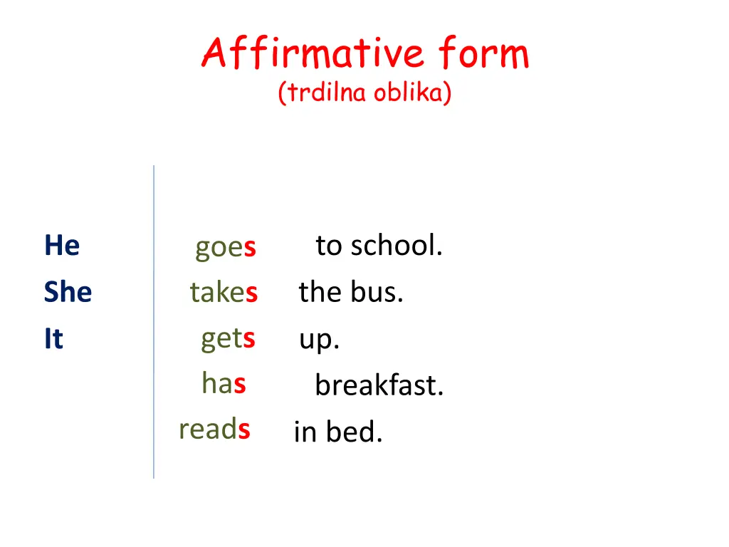 affirmative form trdilna oblika 1