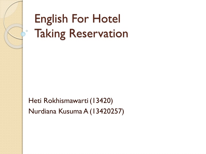 english for hotel taking reservation