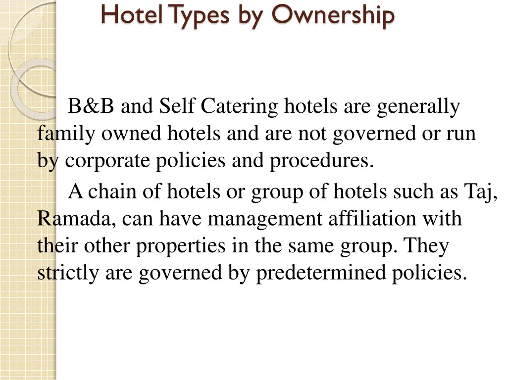 hotel types by ownership