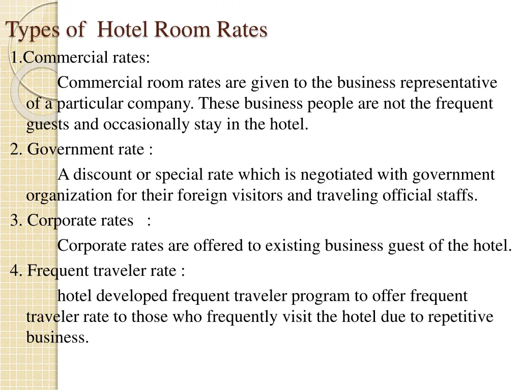 types of hotel room rates 1 commercial rates