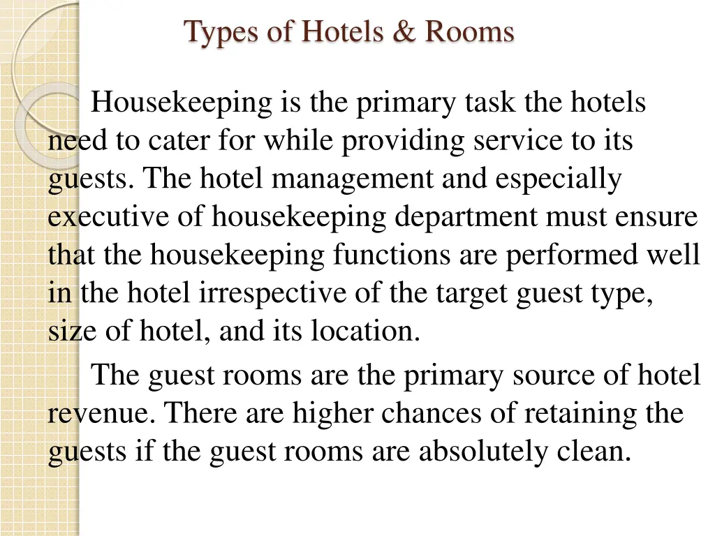 types of hotels rooms