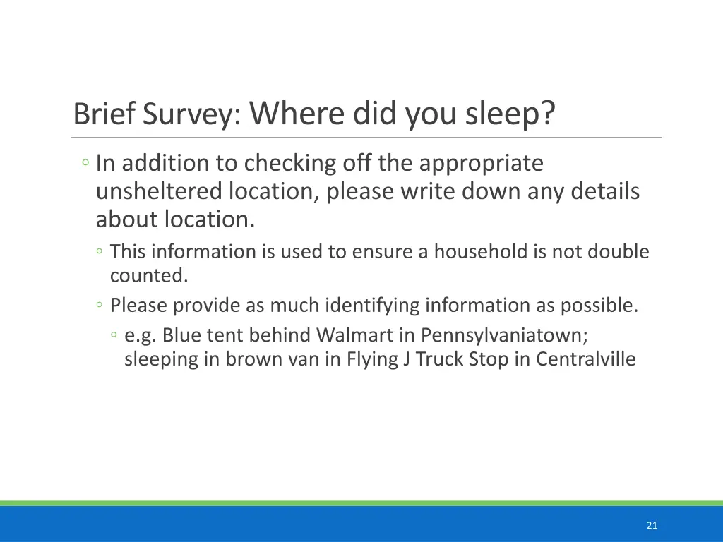 brief survey where did you sleep 1