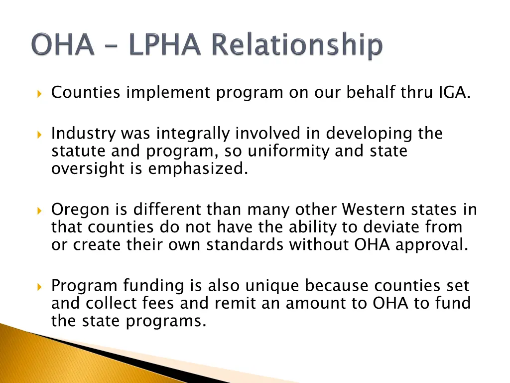 counties implement program on our behalf thru iga