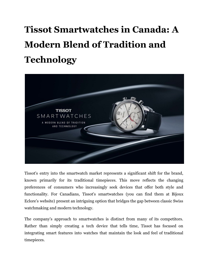 tissot smartwatches in canada a