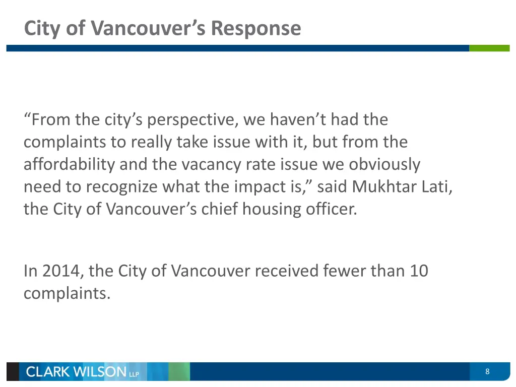 city of vancouver s response