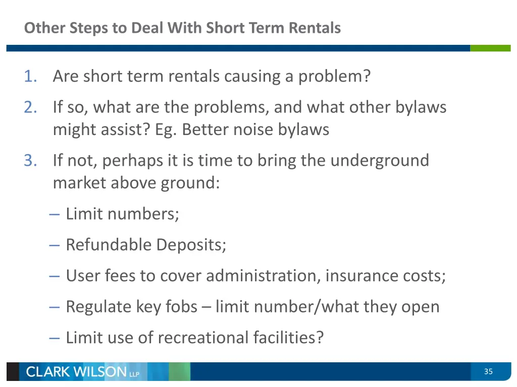 other steps to deal with short term rentals