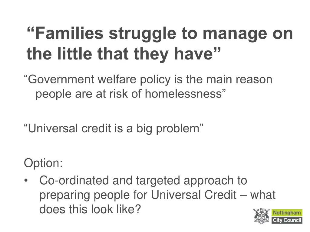 families struggle to manage on the little that