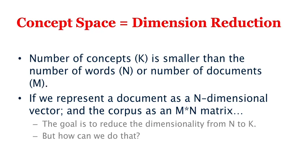 concept space dimension reduction