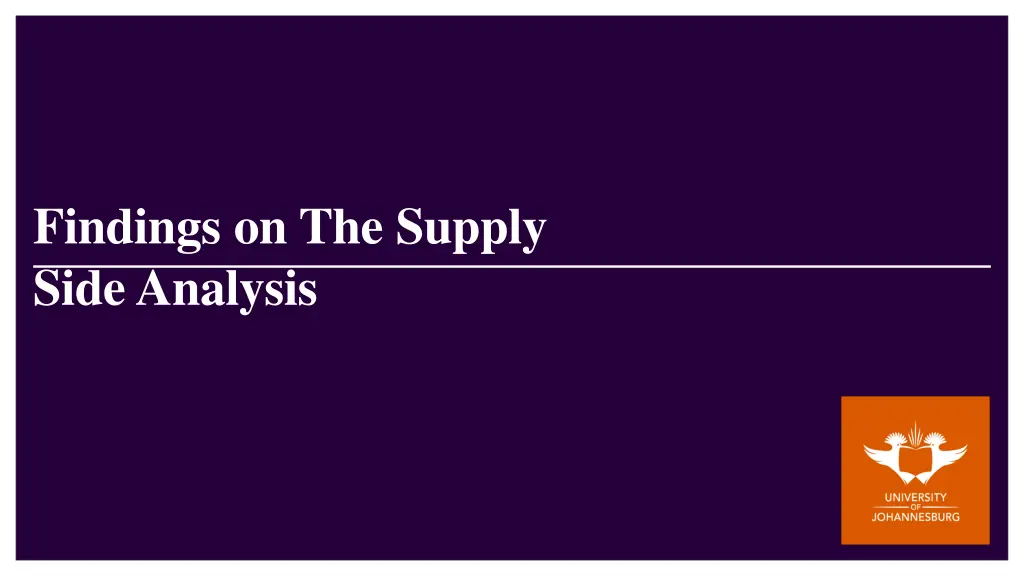 findings on the supply side analysis