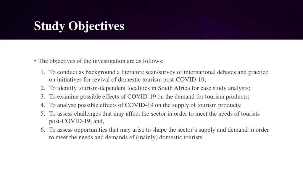 study objectives