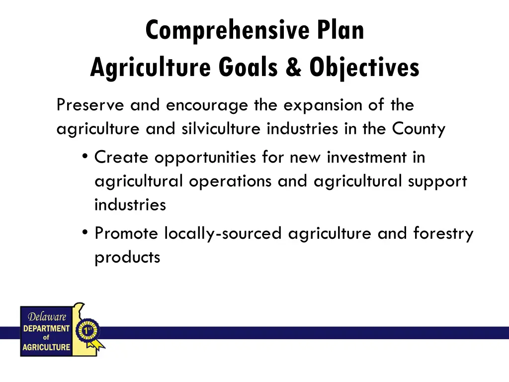 comprehensive plan agriculture goals objectives 1