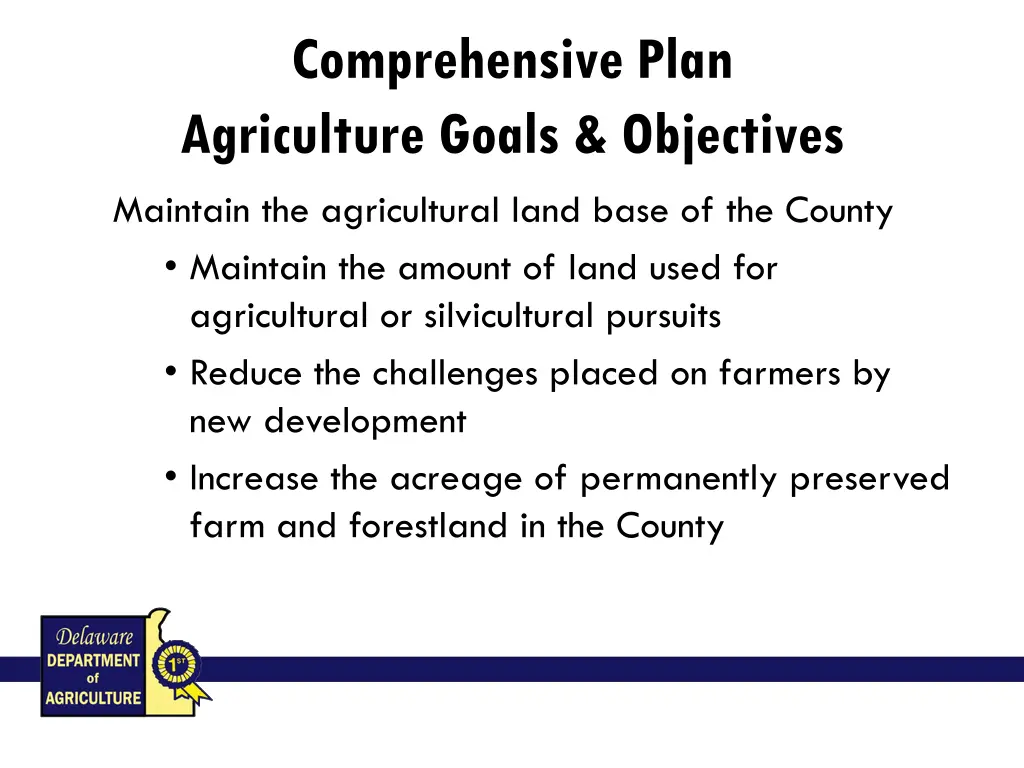 comprehensive plan agriculture goals objectives 2