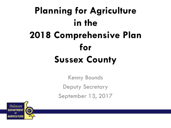 planning for agriculture in the 2018