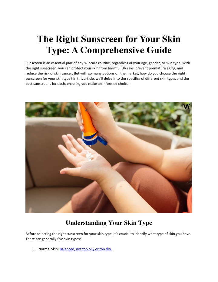 the right sunscreen for your skin type