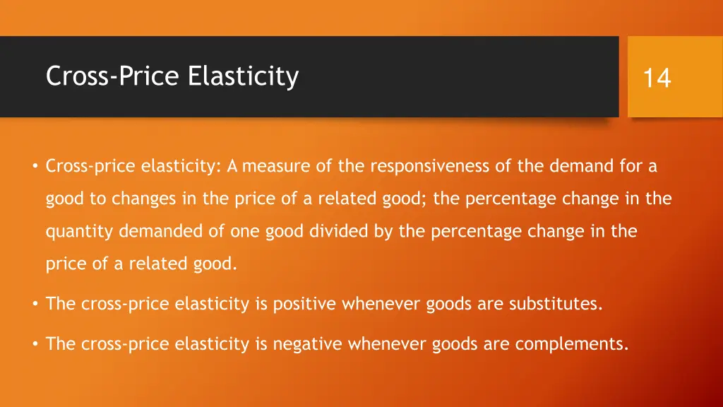 cross price elasticity