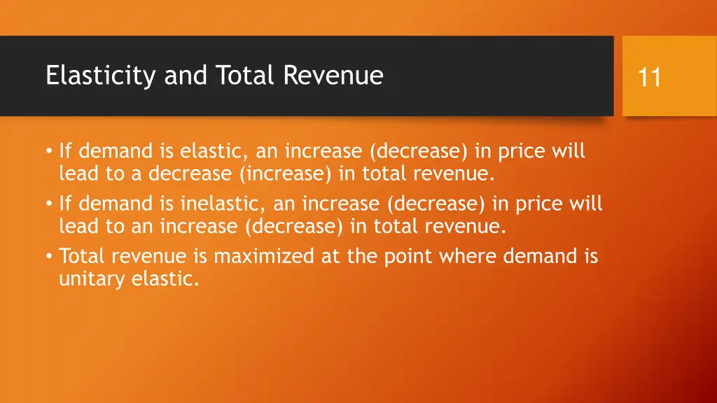 elasticity and total revenue