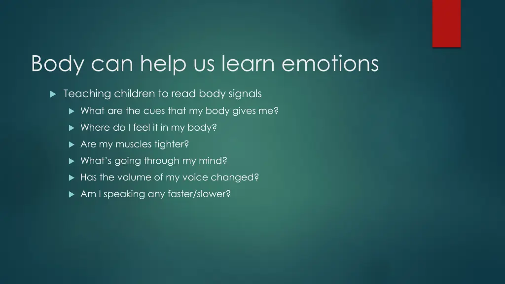 body can help us learn emotions