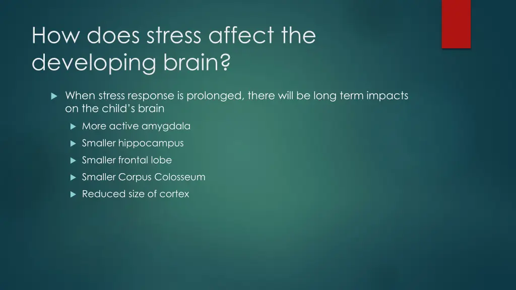 how does stress affect the developing brain