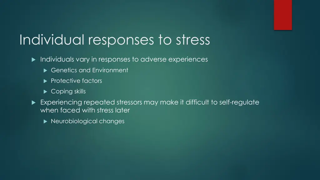 individual responses to stress