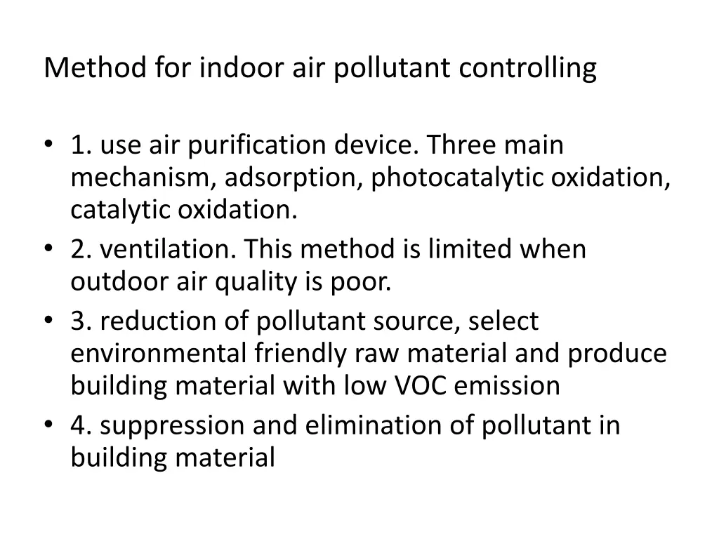 method for indoor air pollutant controlling