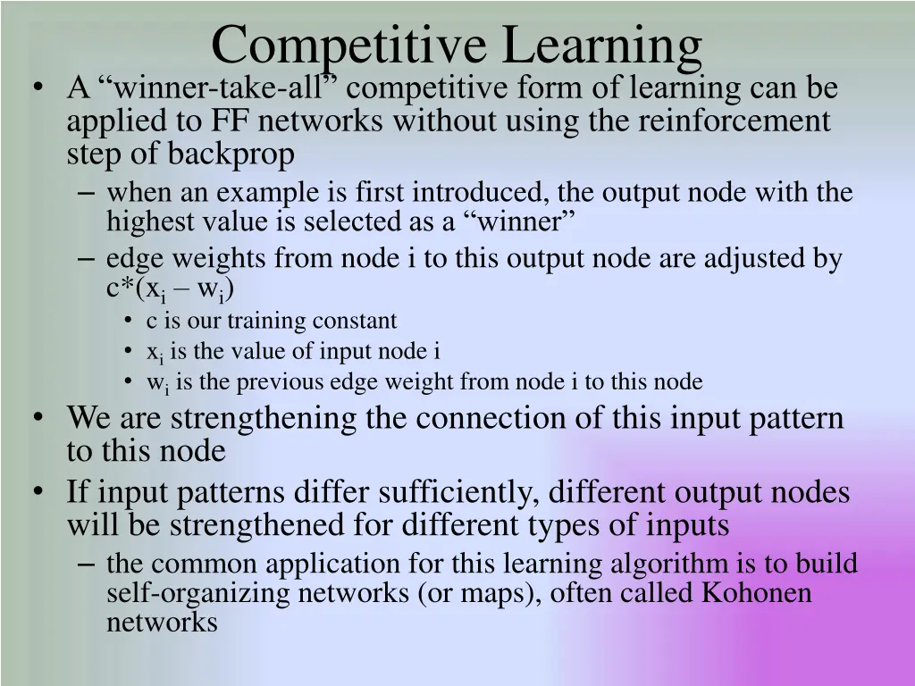 competitive learning a winner take