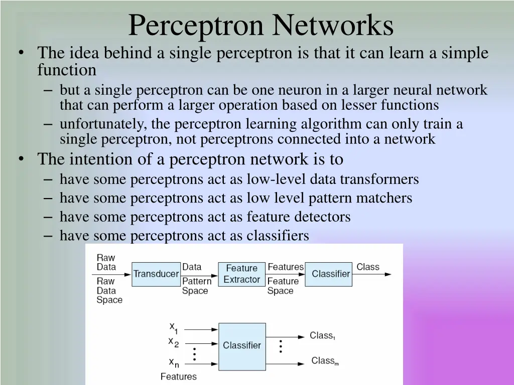 perceptron networks the idea behind a single