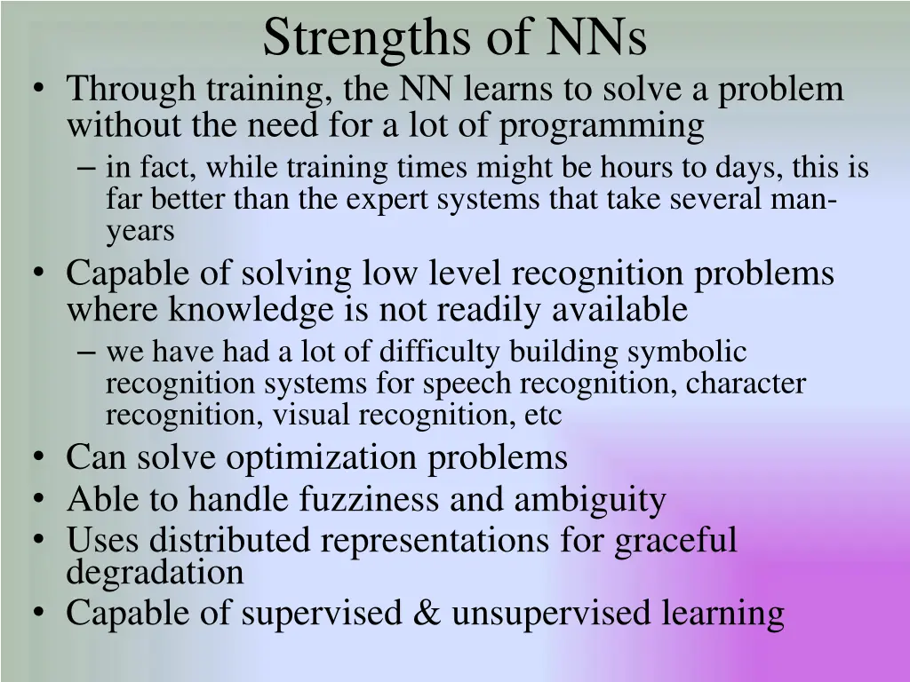 strengths of nns