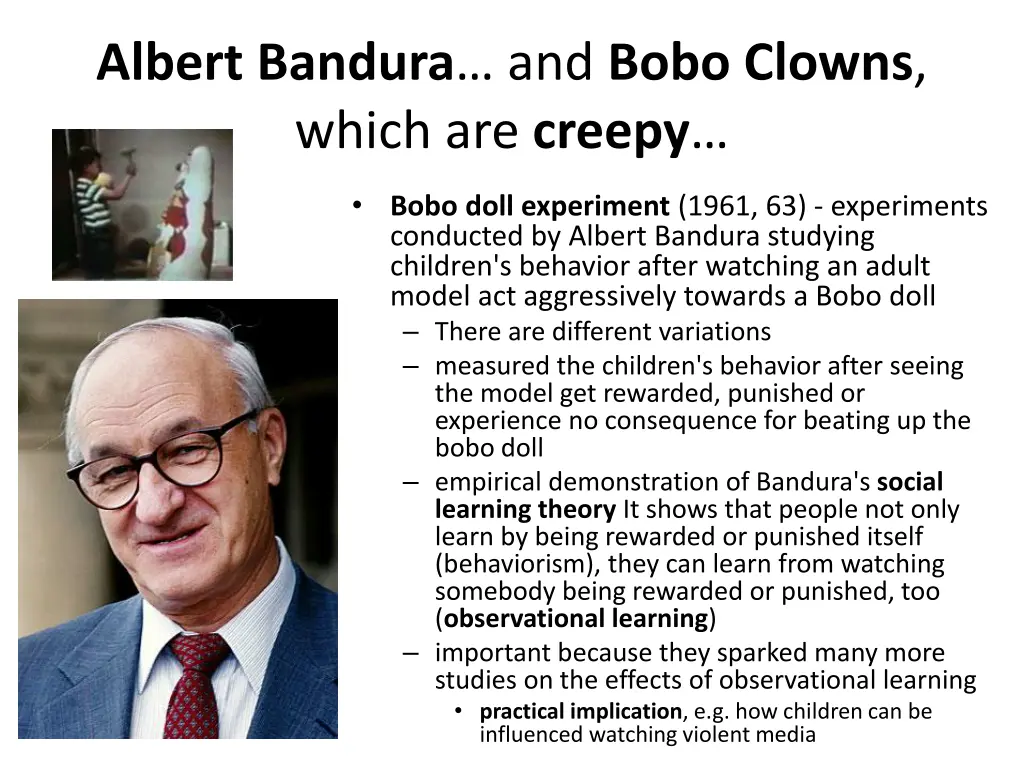 albert bandura and bobo clowns which are creepy