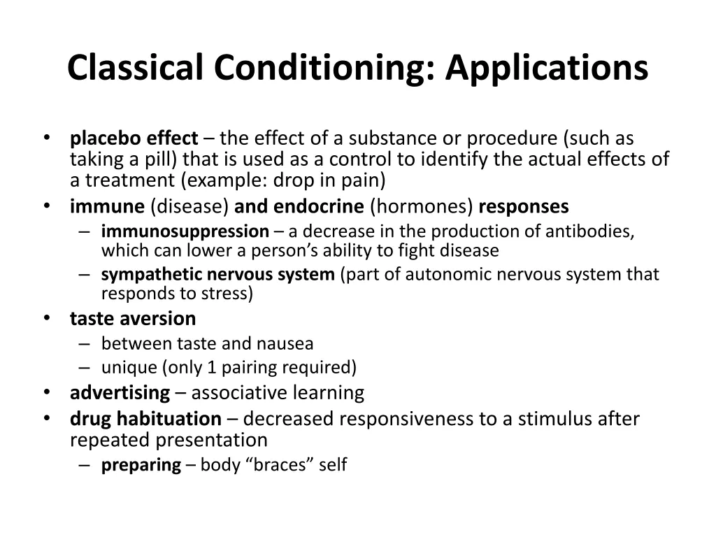 classical conditioning applications 1