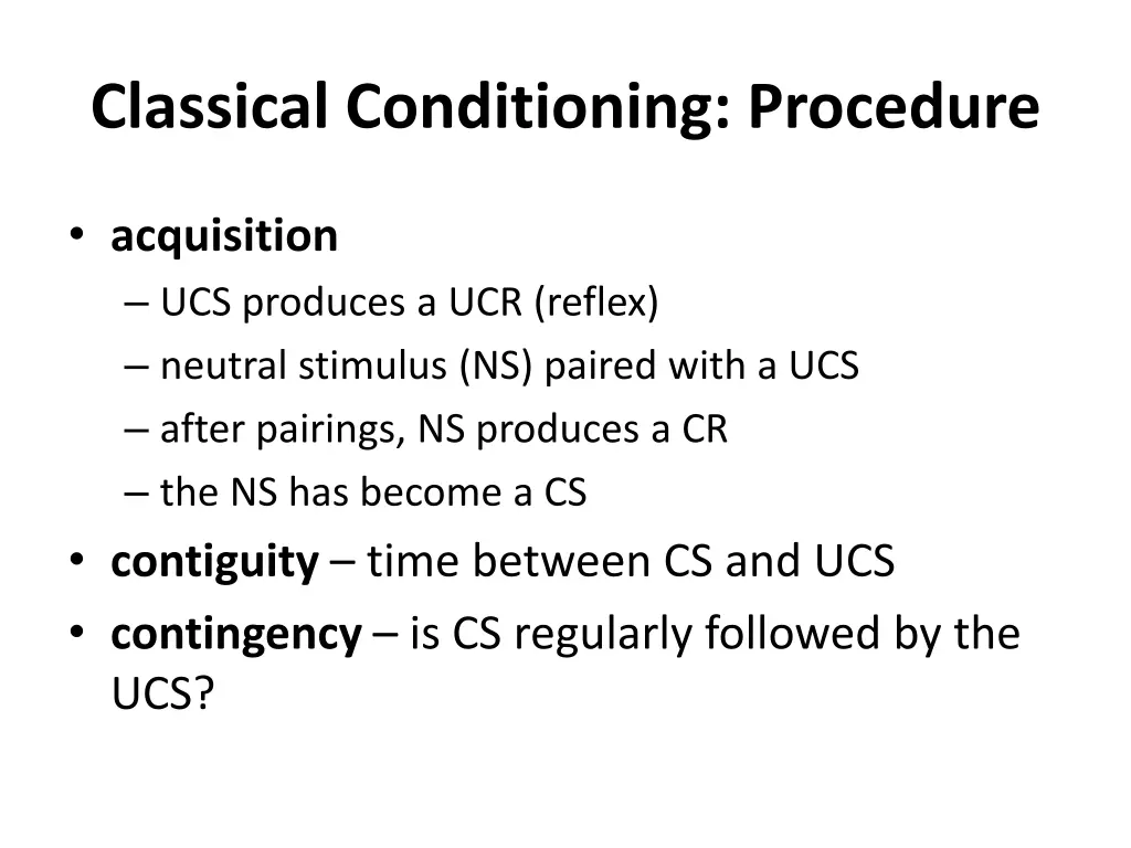 classical conditioning procedure