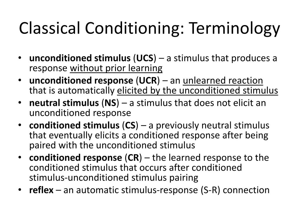 classical conditioning terminology 1