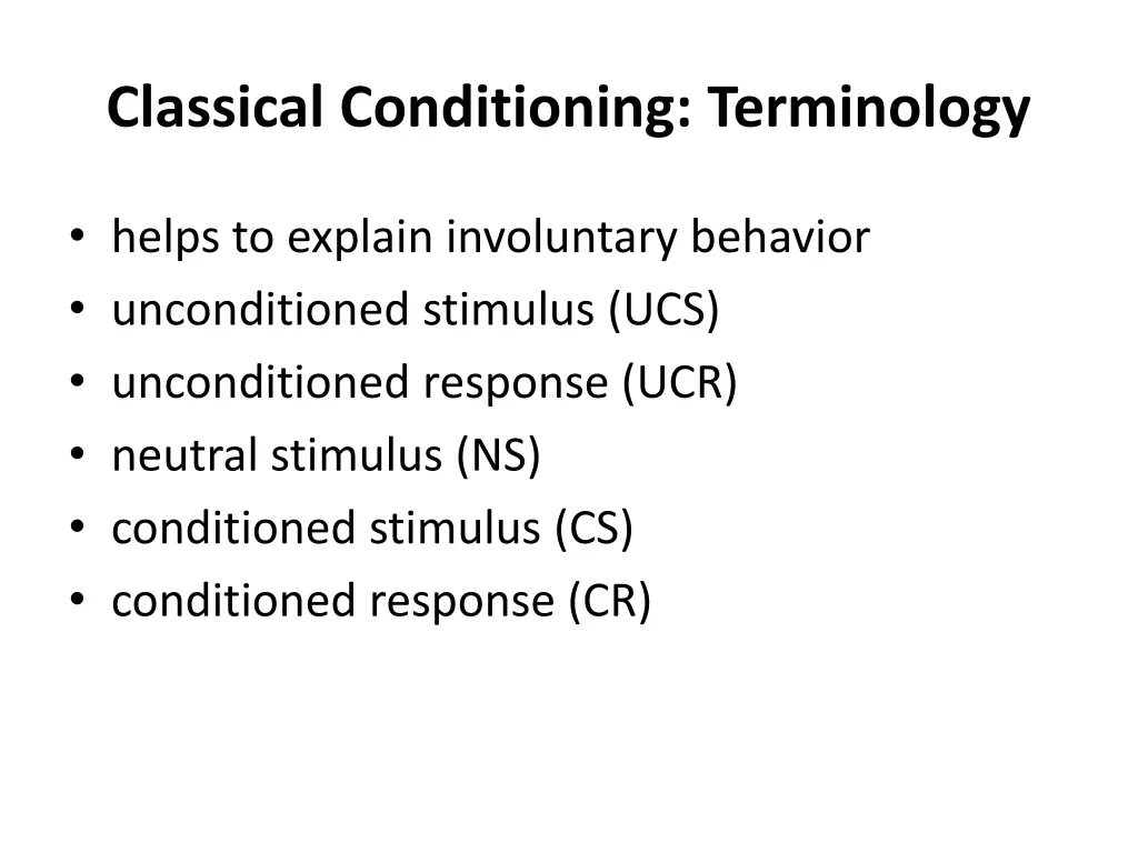 classical conditioning terminology