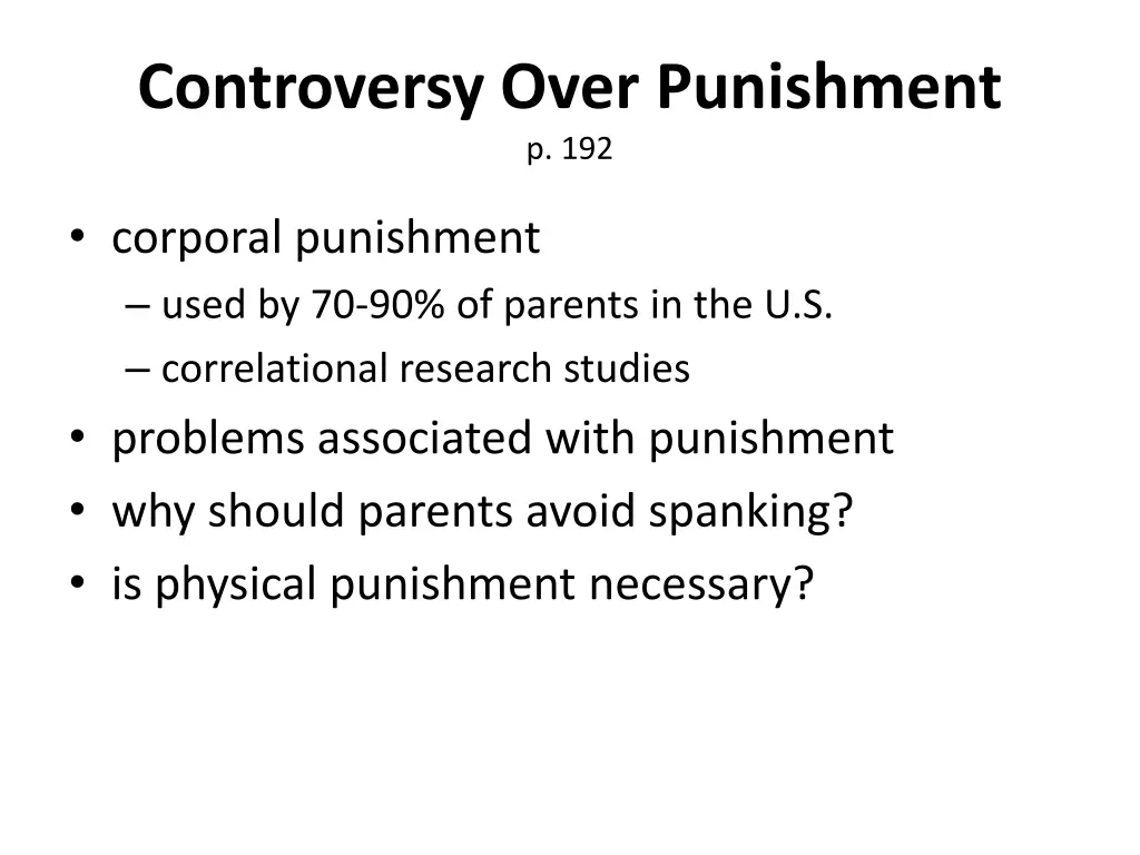 controversy over punishment p 192