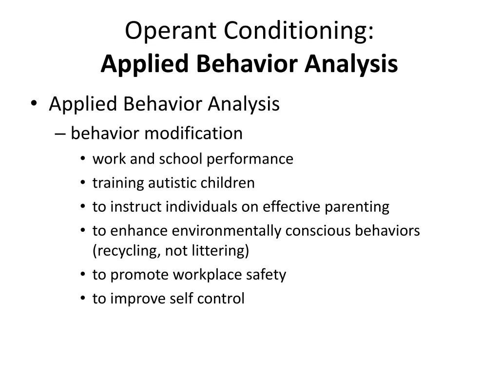 operant conditioning applied behavior analysis