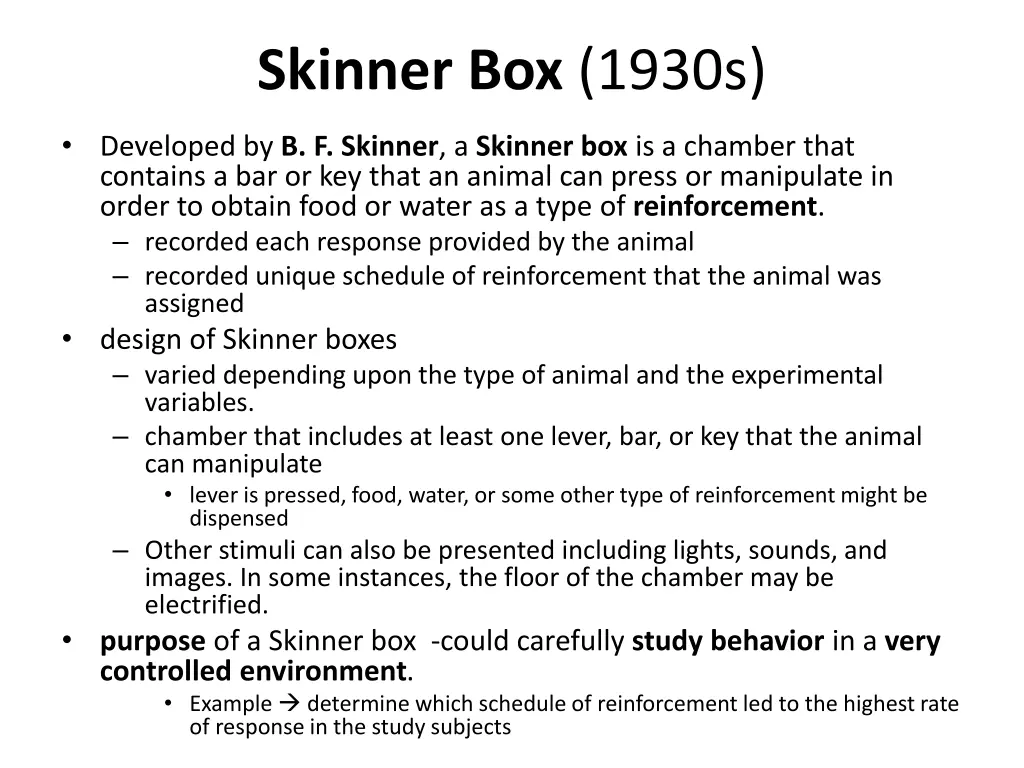 skinner box 1930s