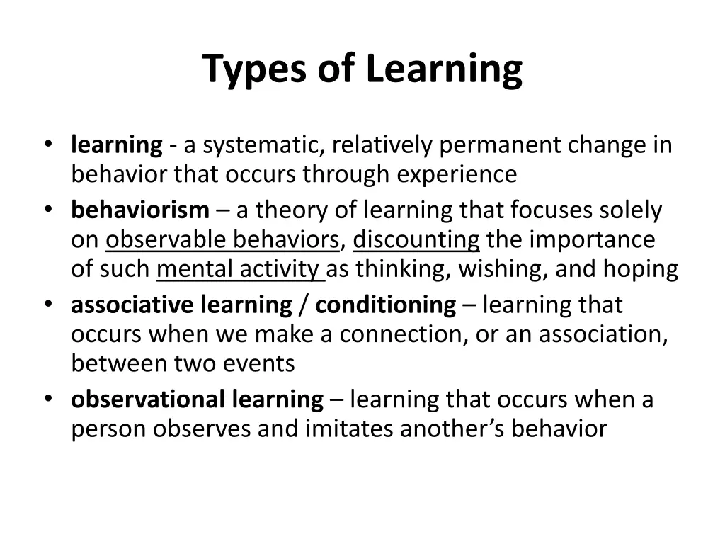 types of learning