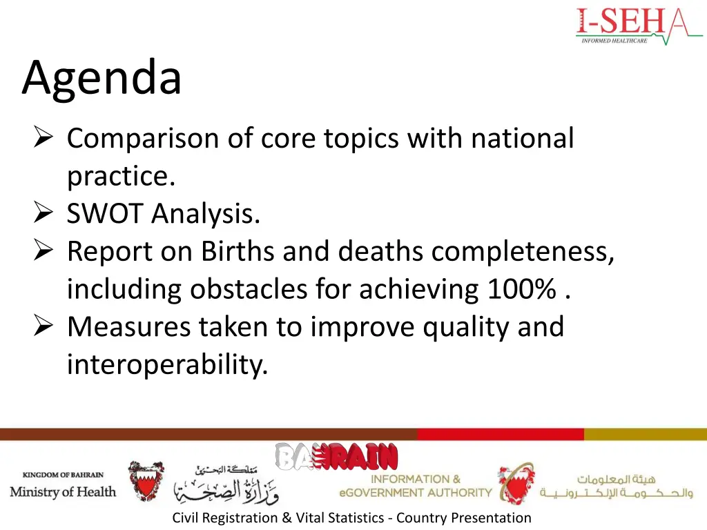 agenda comparison of core topics with national