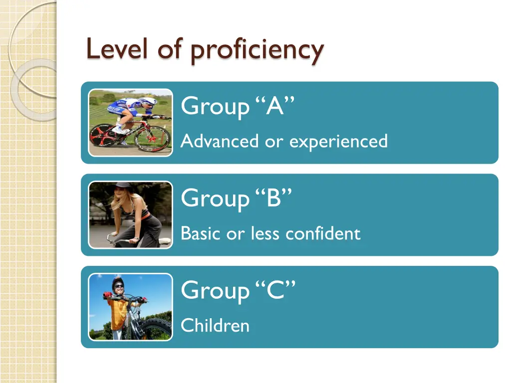 level of proficiency