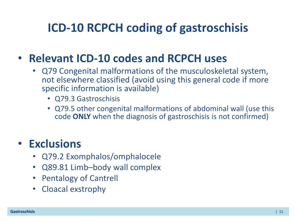 icd 10 rcpch coding of gastroschisis