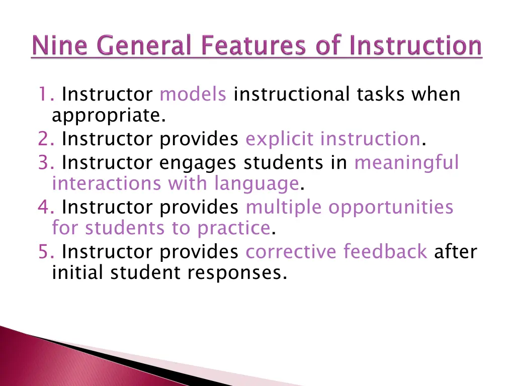 1 instructor models instructional tasks when