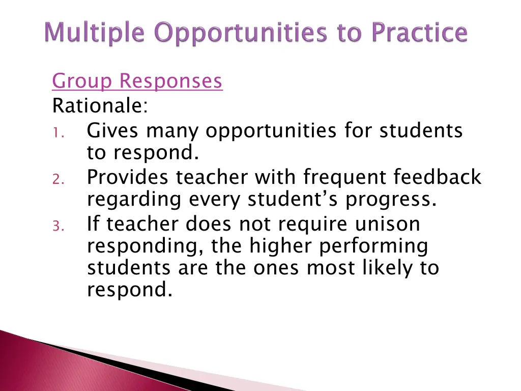 group responses rationale 1 gives many