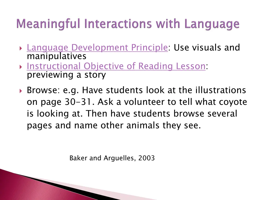 language development principle use visuals