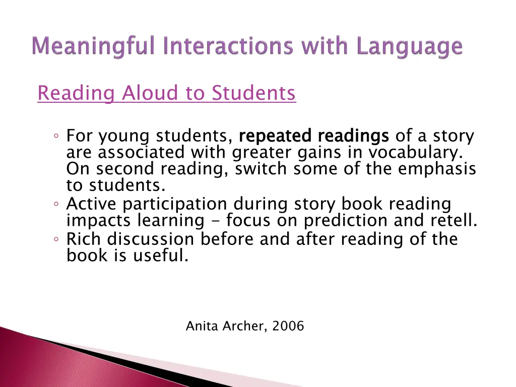 reading aloud to students