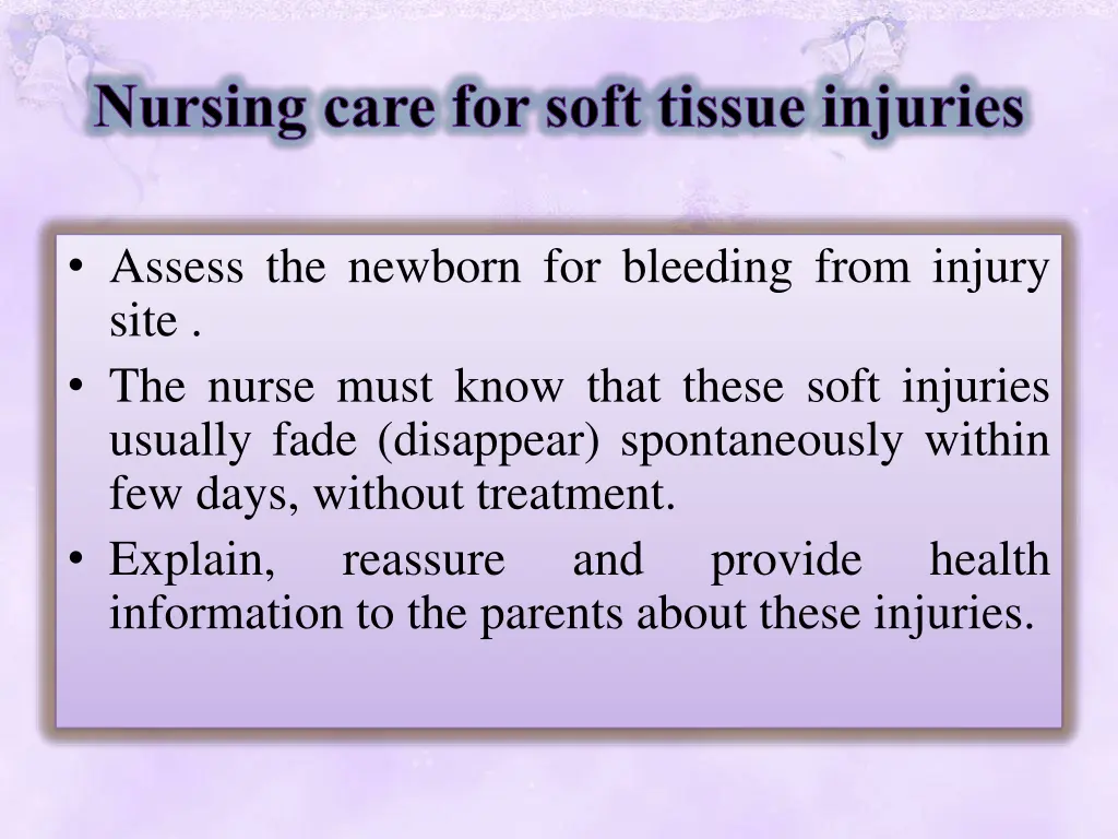 nursing care for soft tissue injuries