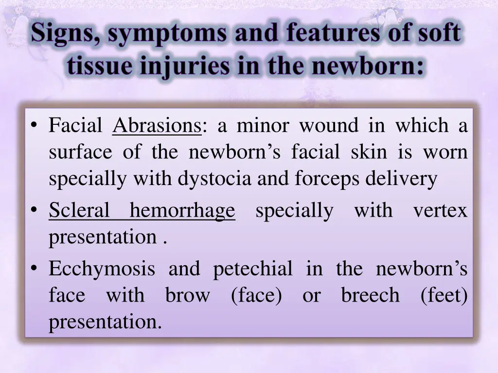 signs symptoms and features of soft tissue