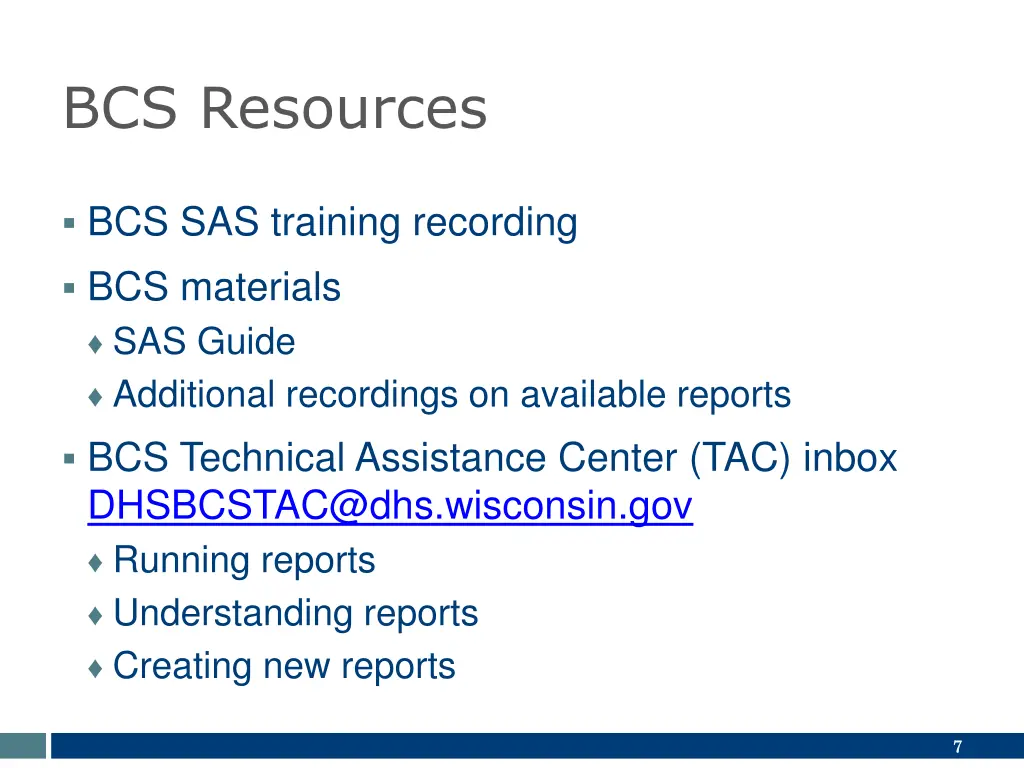 bcs resources