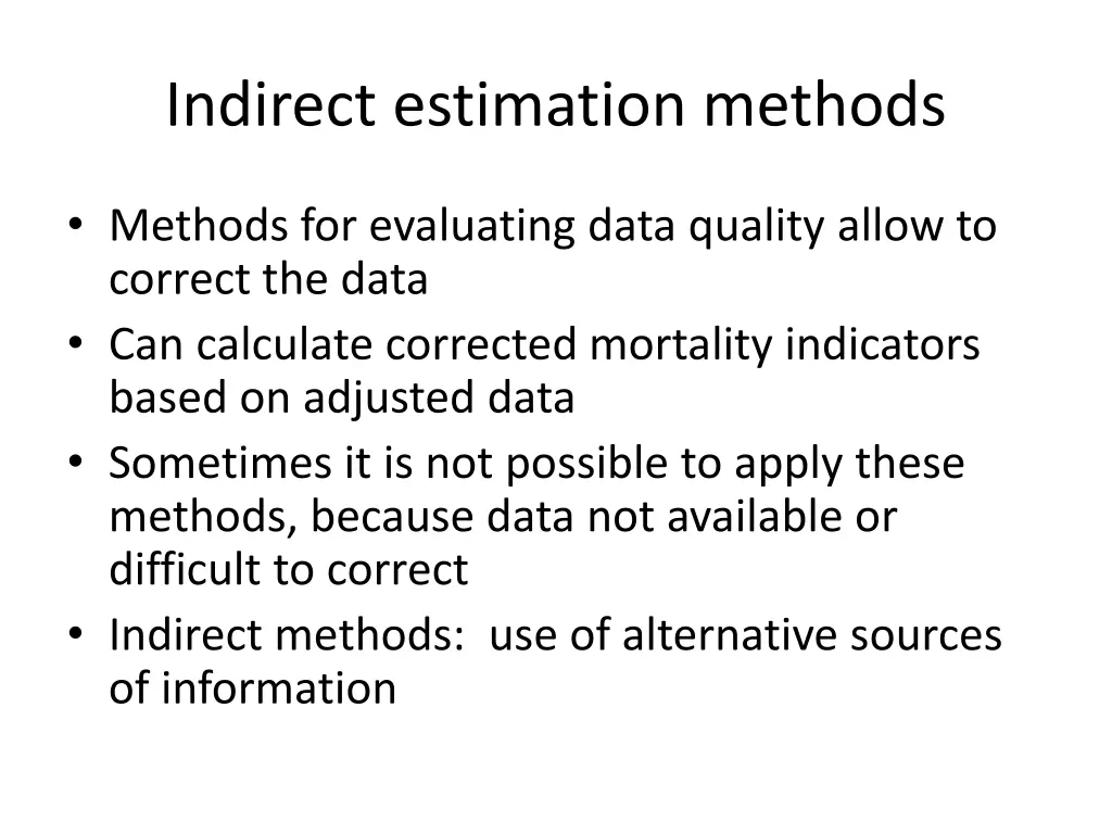 indirect estimation methods